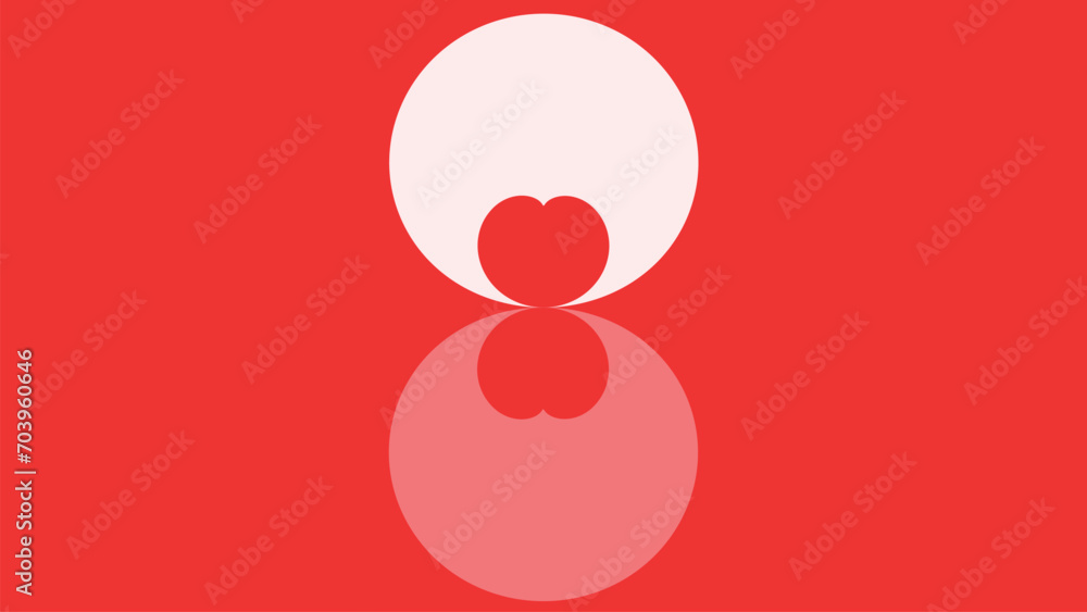 Obraz premium Abstarct simple minimalist love symbol red color background.
