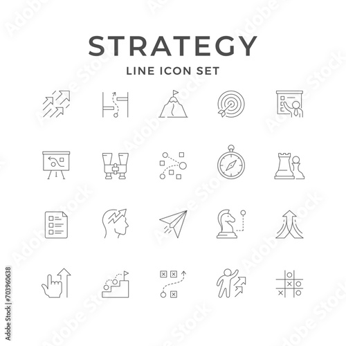 Set line icons of strategy