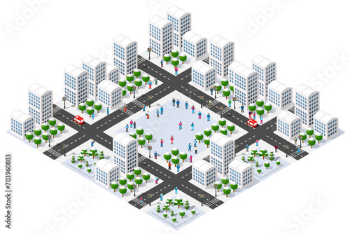 Winter Christmas urban quarter modules for the construction