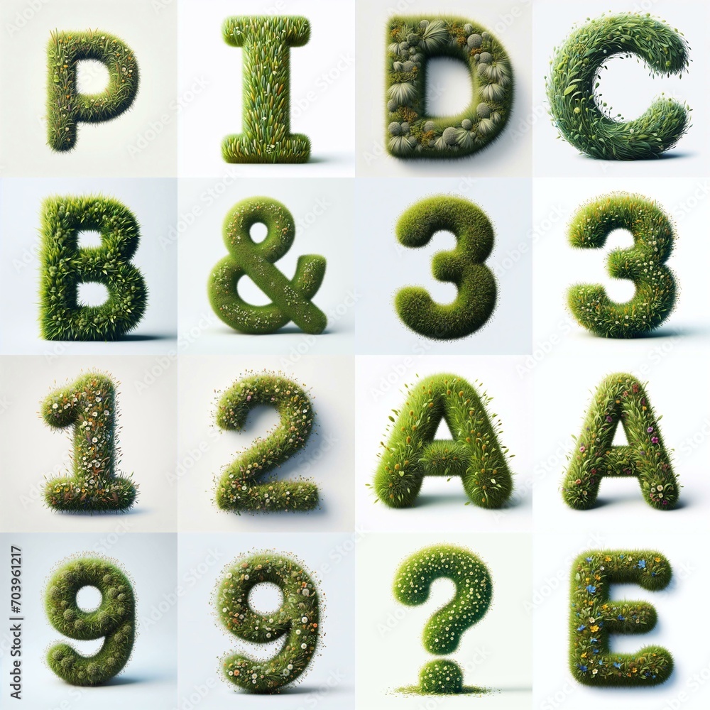 Grass style typography. AI generated illustration Grass style typography. AI generated illustration