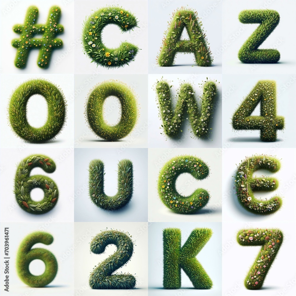Grass style typography. AI generated illustration Grass style typography. AI generated illustration