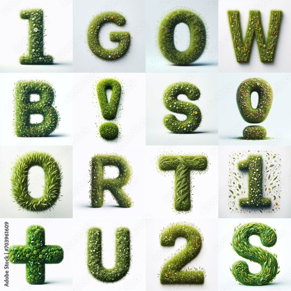 Grass style typography. AI generated illustration Grass style typography. AI generated illustration