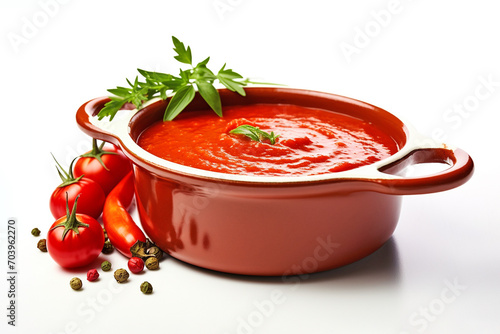 Tomato sauce passata - traditional sauce for italian cuisine on white background