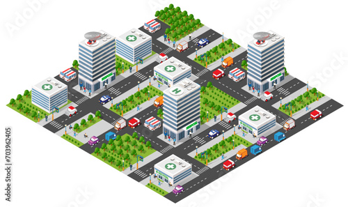 Medical Hospital clinic Virus epidemic 3d Building Health Urban of medicine