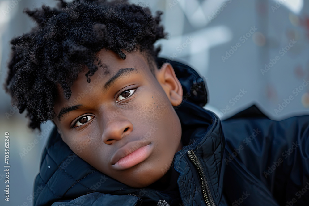 Portrait of a fifteen years old black teenager boy. Portrait of a fifteen years old black teenager boy.