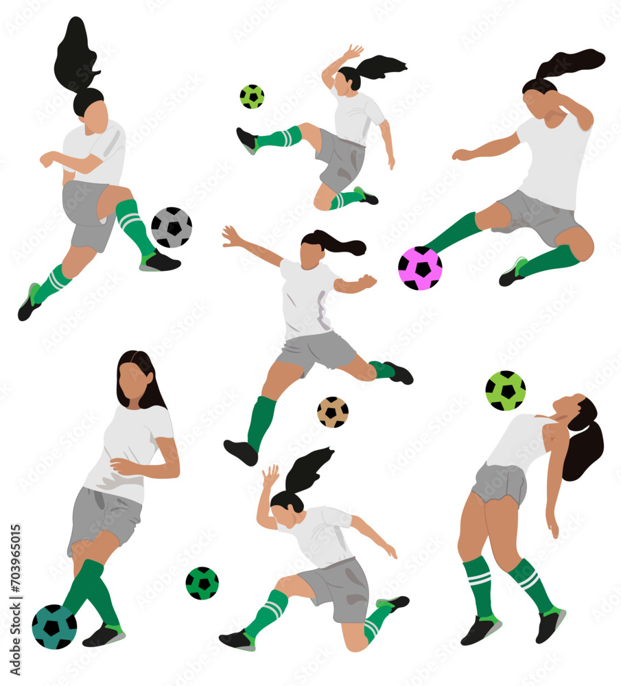 Free vector flat football players illustration design collection