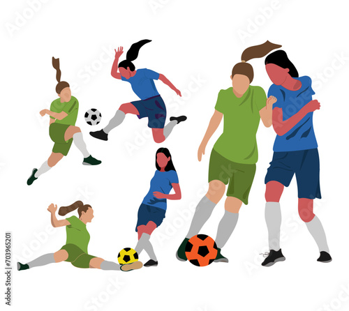 Free vector flat football players illustration design  collection