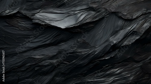 Close-up of Abstract Rough Black Art Painting - AI Generated

