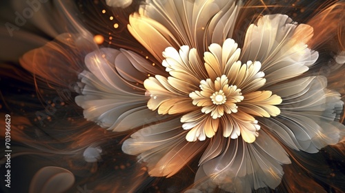 3d mural wallpaper golden and brown with crystal flow.Generative AI
