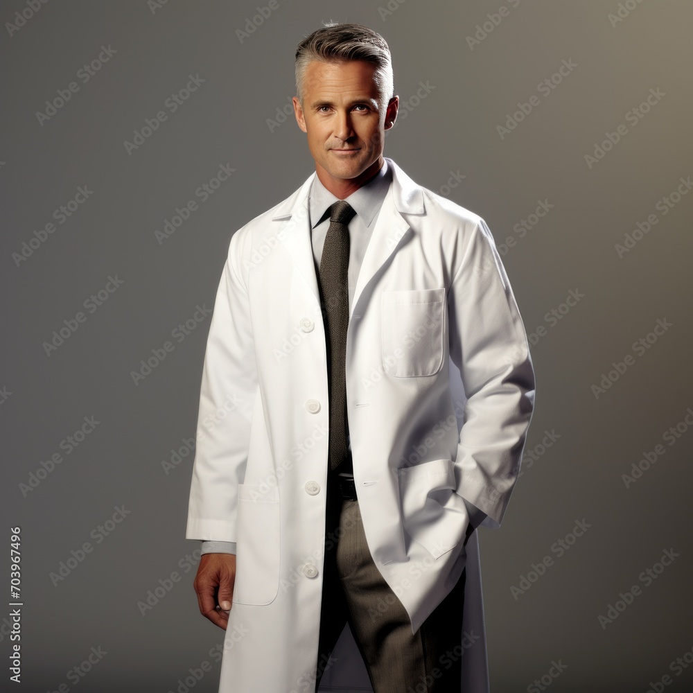A doctor wearing a traditional white coat It is a costume that symbolizes their role in the medical profession. This unique doctor's shirt reflects professionalism. and commitment to patient care A doctor wearing a traditional white coat It is a costume that symbolizes their role in the medical profession. This unique doctor's shirt reflects professionalism. and commitment to patient care