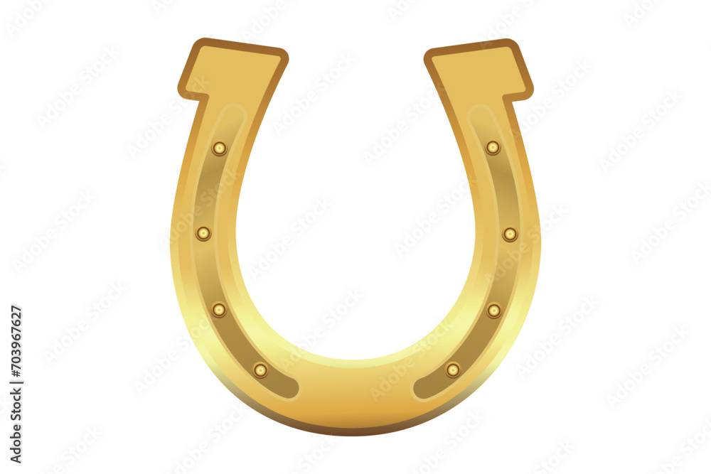Golden horseshoe for good luck. Vector design. Good luck symbol isolated on white background. Golden horseshoe for good luck. Vector design. Good luck symbol isolated on white background.