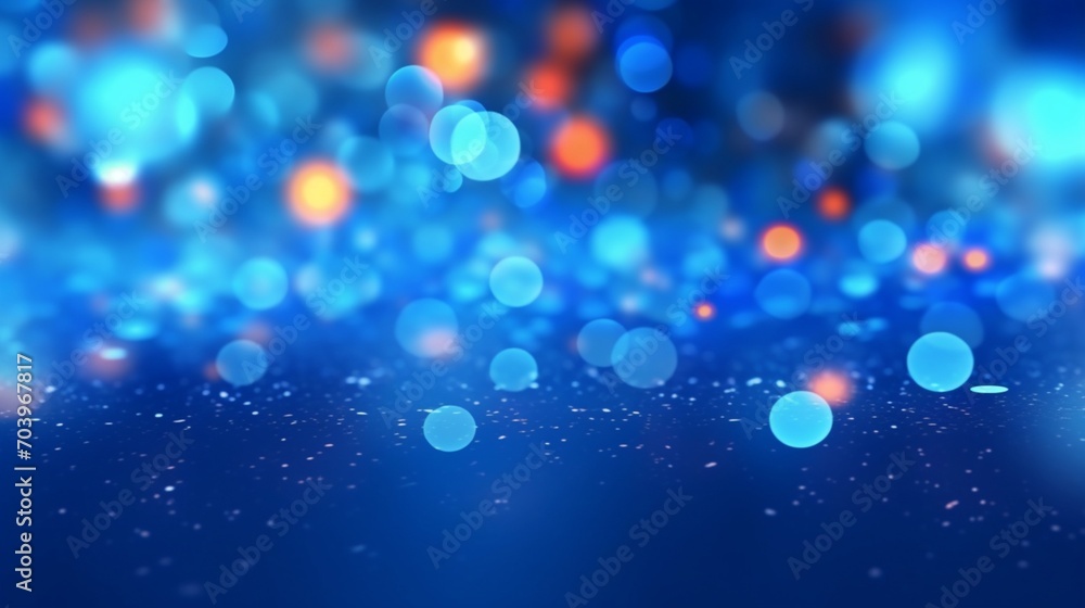 blue background with glowing dots bokeh style.Generative AI