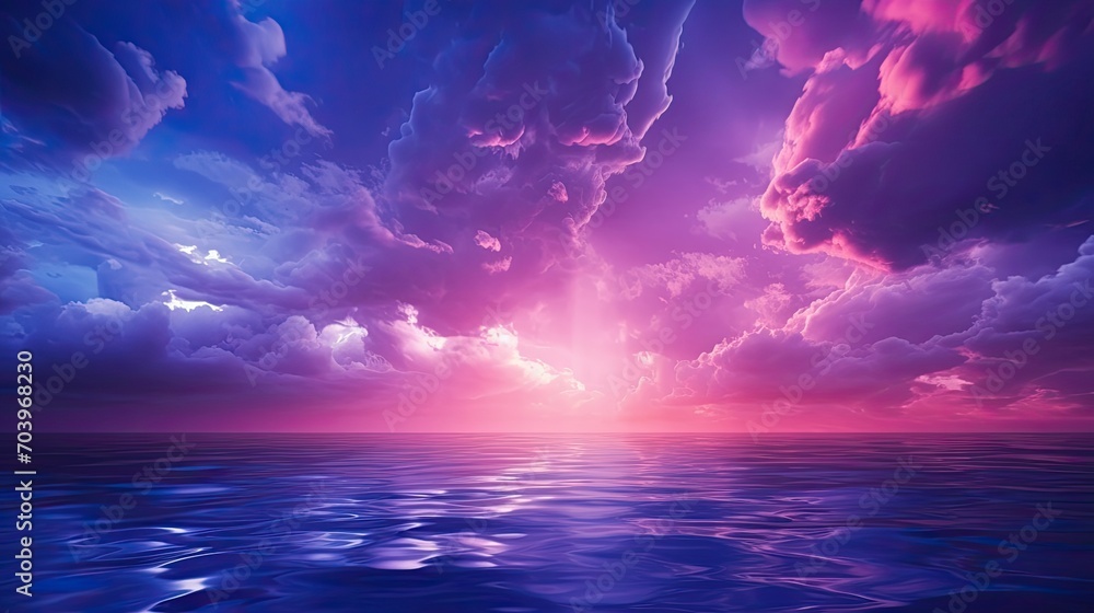 deep purple magenta violet navy blue sky dramatic evening sky with clouds colorful sunset background for design dark shades cloudy weather storm fantasy fantastic - obrazy, fototapety, plakaty 