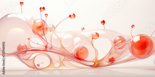 Glossy orbs entwined with cream and salmon-colored tendrils