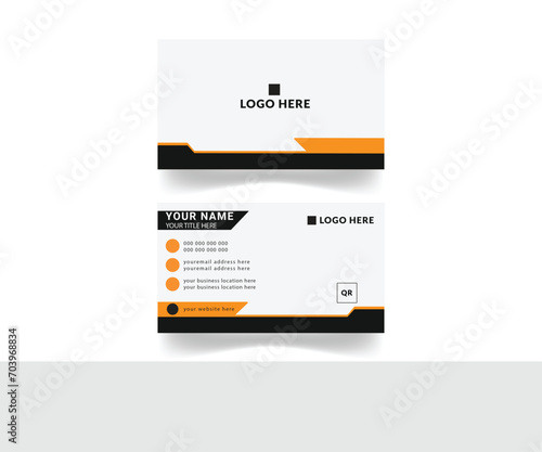 yellow and  black color Gematric shape Corporate business card Layout Template