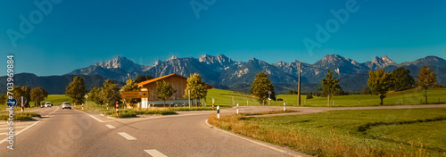 Alpine summer view near Rieden, Lake Forggensee, Ostallgaeu, Bavaria, Germany photo