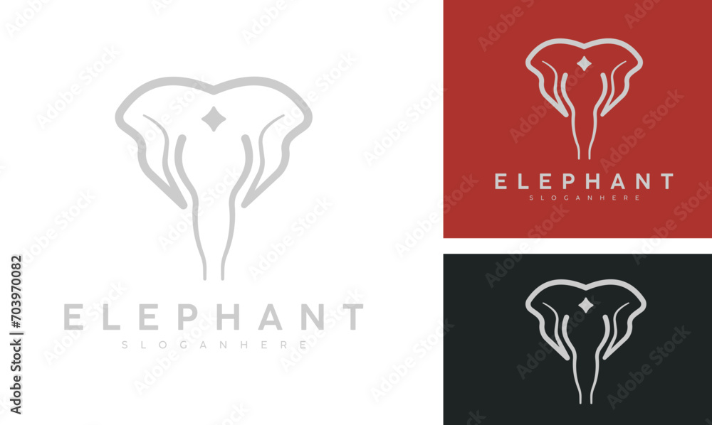 Line Style Elephant Head Logo Design Line Style Elephant Head Logo Design
