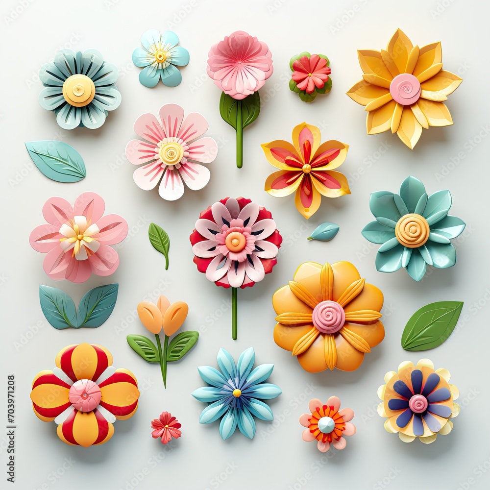 Set of bright cartoon flowers icons isolated on a white background. Flowers stickers and icons design. Set of cute stylized flowers. Children's flowers art concept. Collection of stickers and icons. Set of bright cartoon flowers icons isolated on a white background. Flowers stickers and icons design. Set of cute stylized flowers. Children's flowers art concept. Collection of stickers and icons.