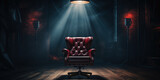 Director's chair and spotlight set the stage for a cinematic production in a dark studio