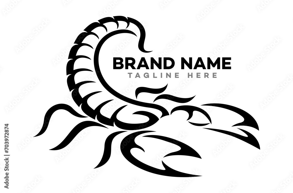 Modern logo scorpion in attack. Vector illustration.