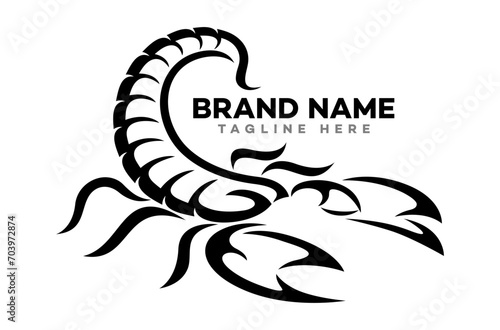 Modern logo scorpion in attack. Vector illustration.