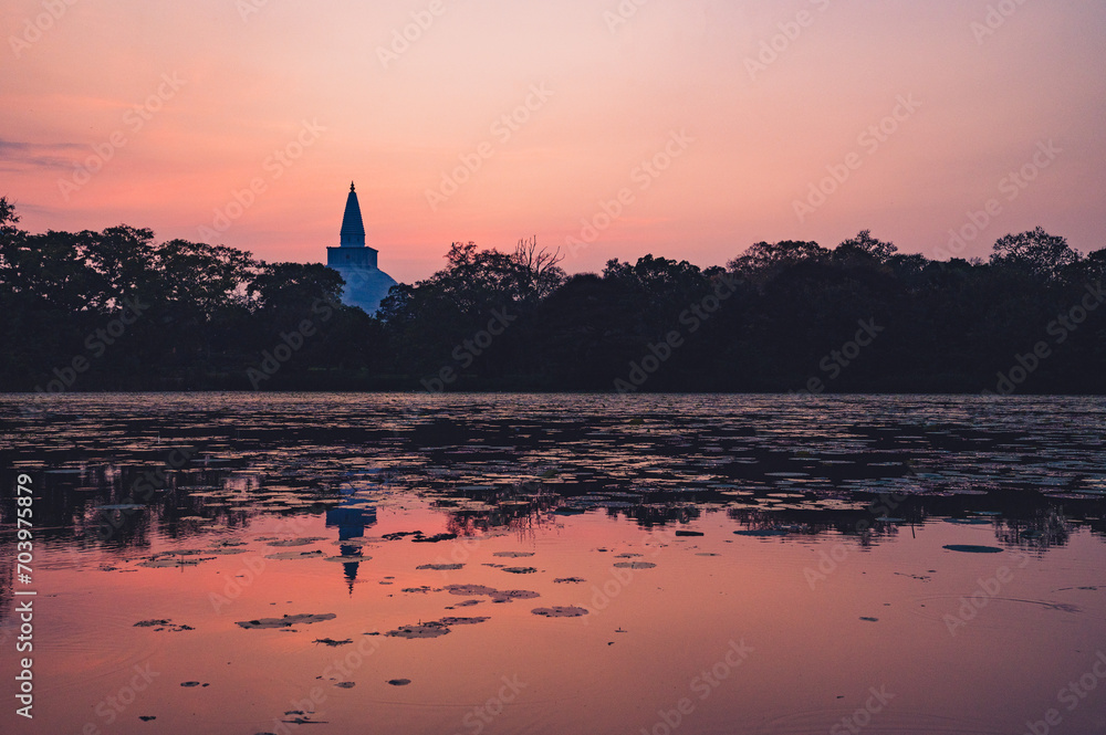 Reflection of Ruwanweli Maha Seya at Sunset