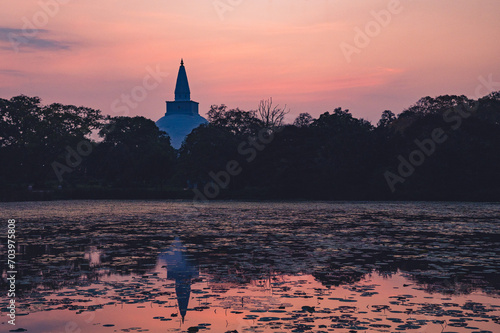 Reflection of Ruwanweli Maha Seya at Sunset