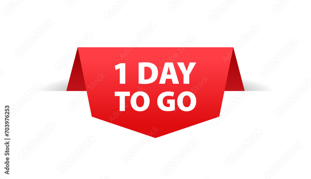 1 day to go sign. Flat, red, 1 day to go icon. Vector icon 1 day to go sign. Flat, red, 1 day to go icon. Vector icon