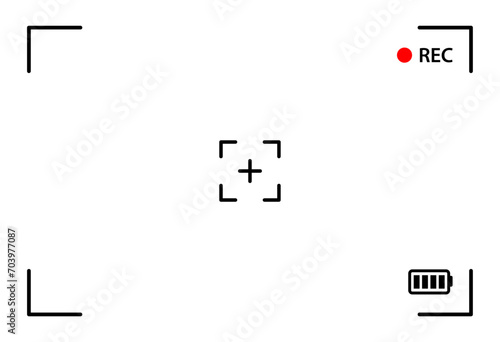 Camera lens mockup. Silhouette, black, camera frame mockup. Vector icon