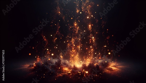 A Luminescent Sea of Fire Particles Their Ambient Glow Suspended and Drifting Against an Inky Black Void Generate Image