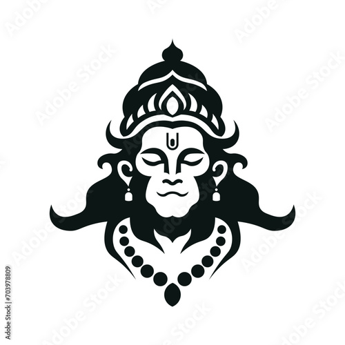 lord hanuman hindu god silhouette vector