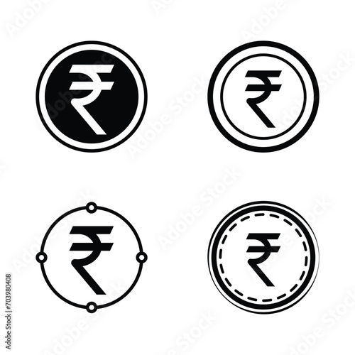 set of indian rupee symbol coins vector