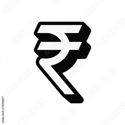 indian rupee 3d symbol icon vector photo