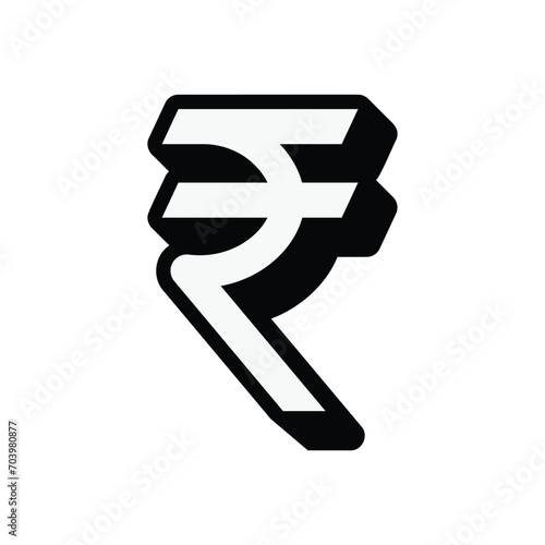 indian rupee 3d symbol icon vector