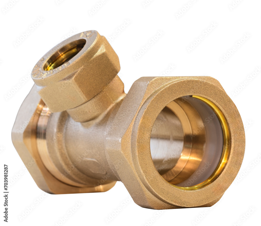 Metal Pipe Fitting or Pipe Connector Piping and plumbing on white background Metal Pipe Fitting or Pipe Connector Piping and plumbing on white background