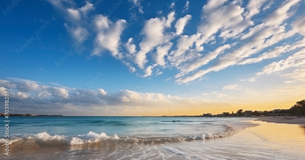 A Breathtaking Scenic View of the Beach as the Sun Rises. Generative AI A Breathtaking Scenic View of the Beach as the Sun Rises. Generative AI