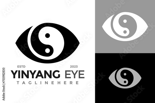 Yin Yang Eye Logo design vector symbol icon illustration