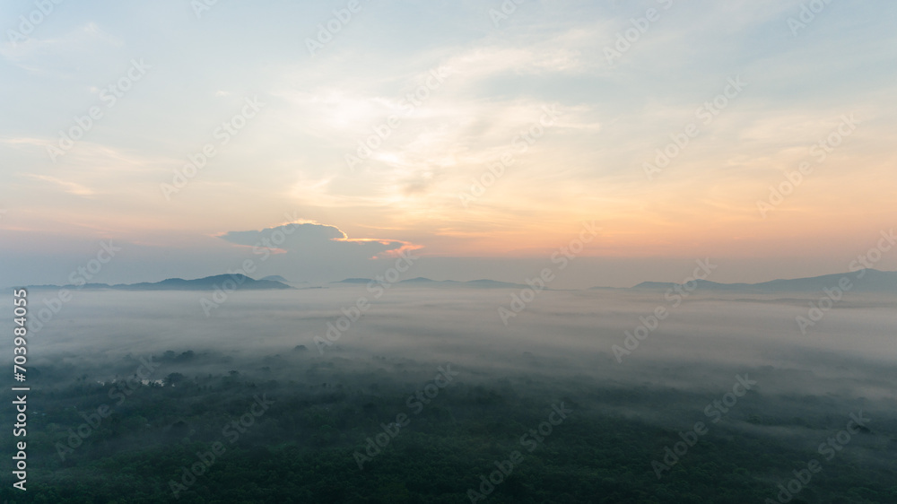 Panorama View of Sigiriya Rock Jungle at Sunrise