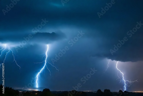 lightning in the night, Real flashes of lightning during a thunderstorm