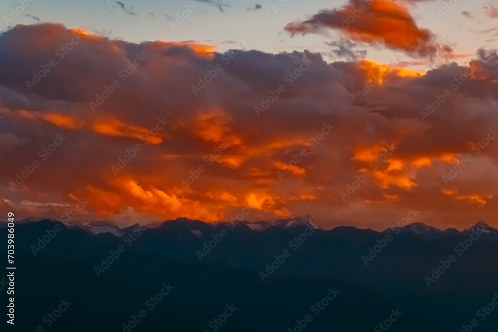 Alpine sunset or sundowner at the famous Nordkette mountains near Innsbruck, Tyrol, Austria
