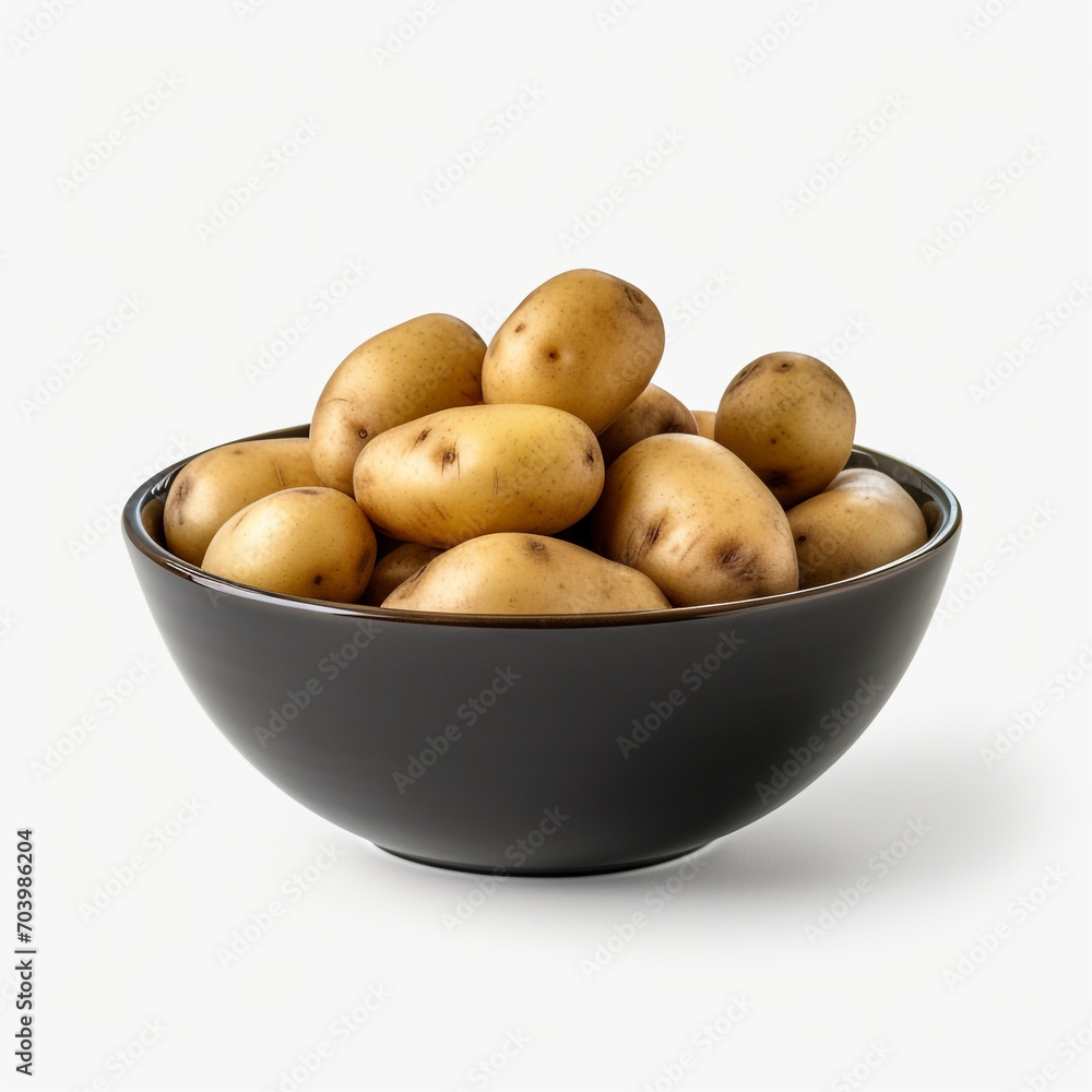 a bowl of potatoes with a black bowl on transparent background created with Generative Ai a bowl of potatoes with a black bowl on transparent background created with Generative Ai