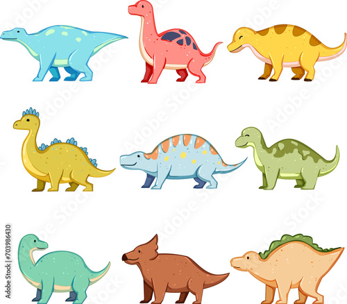 Fototapeta Naklejka Na Ścianę i Meble -  dinosaur character set cartoon. animal tyrannosaurus, funny kid, rex kids dinosaur character sign. isolated symbol vector illustration