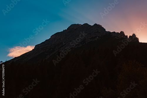 Alpine sunset or sundowner at the famous Maria Waldrast monastery, Matrei am Brenner, Innsbruck, Tyrol, Austria