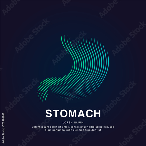 Human stomach medical structure. simple line art stomach Vector logotype illustration on dark background. stomach care logo vector template suitable for organization, company, or community. EPS 10