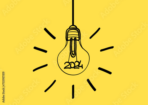 2024 ideas lamp light sign on yellow background