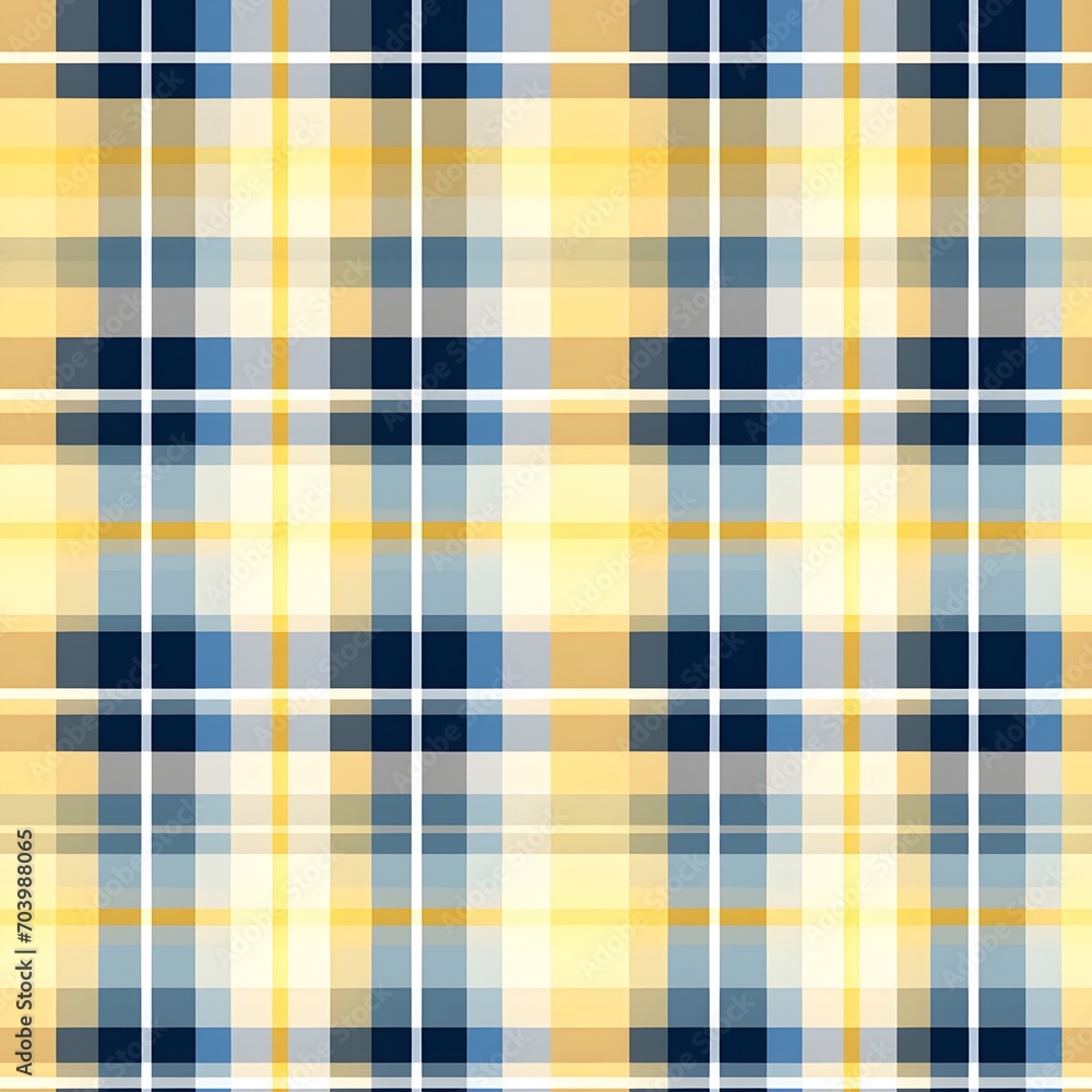 Obraz premium A seamless repeatable pattern of a classic tartan plaid design in yellow, white and blue