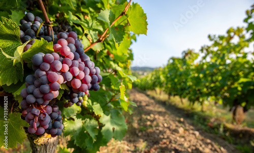 Grappe de raisin noir dans les vignes avant les vendanges en automne.
