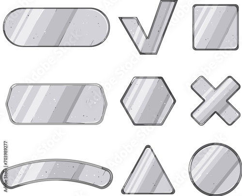 metal game button set cartoon. ui gold, interface fantasy, border golden metal game button sign. isolated symbol vector illustration