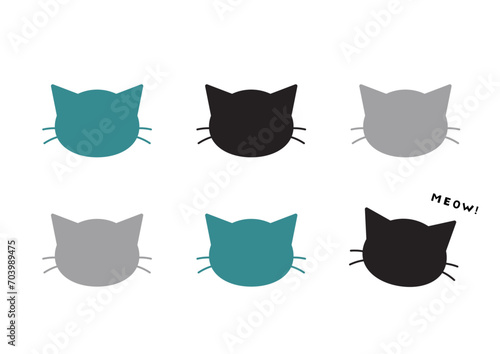猫の顔　シルエット