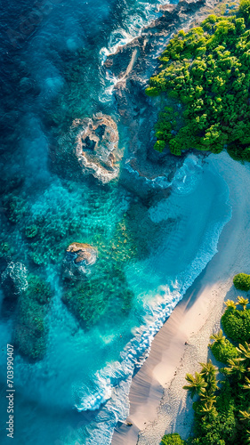 Playa de Bahamas , vista aérea de un lugar paradisíaco, una playa en las bahamas, colores vivos,